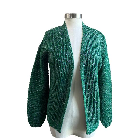 J.jill Multicolored Long Sleeve Cardigan In Hunter Green Multi Size Small - Picture 1 of 12